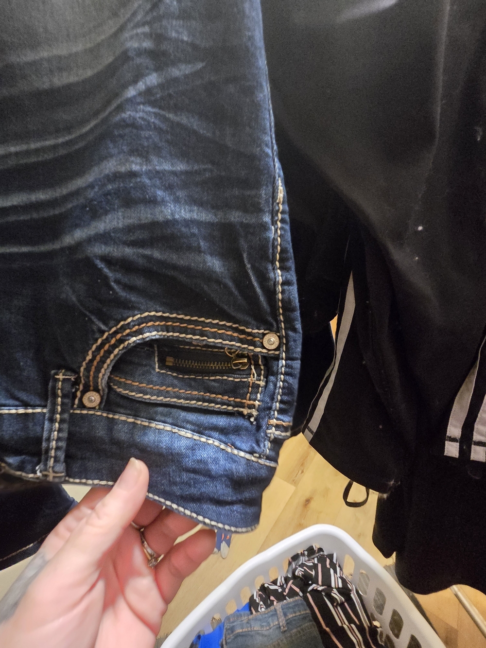 Ariya Dark Blue Bootcut Jeans with Contrast Stitching